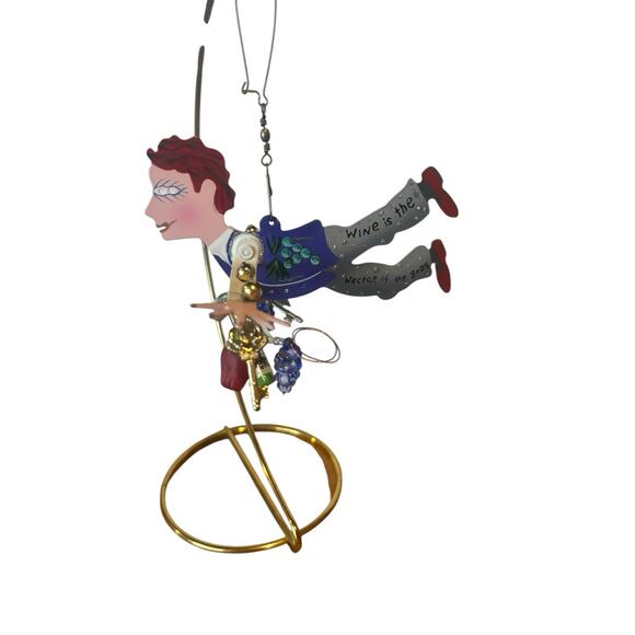 Vintage SILVESTRI by Karen Rossi Fanciful Flights Ornament Angel Wine Enthusiast - Picture 2 of 5